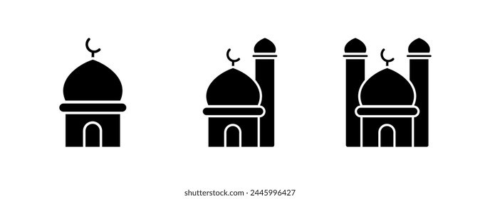 Mosque Icon Set - Glyph Icon - Editable Vector : Suitable for Islamic Theme and Other Graphic Related Assets.