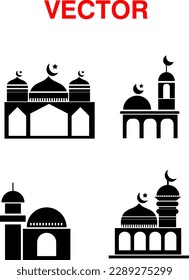 Icono de mezquita conjunto ilustración vectorial en fondo blanco..eps