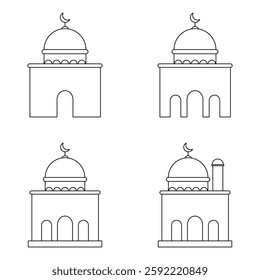 Mosque Icon Set. Mosque Vector Icon in line style design. Mosque Symbol. Vector illustration.