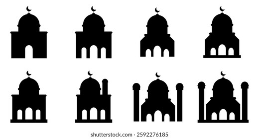 Mosque Icon Set. Mosque Vector Icon in line style design. Mosque Symbol. Vector illustration.