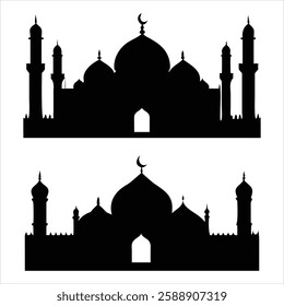 Mosque Icon Silhouette Islamic Design for Eid Mubarak Islamic Vector Illustration for Ramadan and Muslim Art