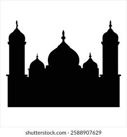 Mosque Icon Silhouette Islamic Design for Eid Mubarak Ramadan Kareem Decoration Vector Illustration