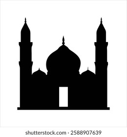 Mosque Icon Silhouette Islamic Design for Eid Mubarak Ramadan Kareem Decoration Vector Illustration