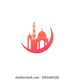 Mosque icon silhouette logo vector illustration design template
