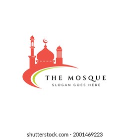 Plantilla de diseño de ilustración vectorial del logotipo de la silueta de icono de la mezquita