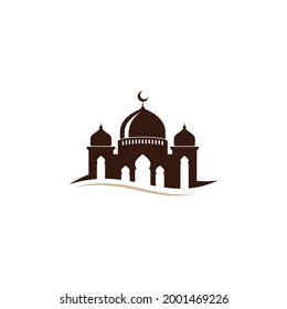 Plantilla de diseño de ilustración vectorial del logotipo de la silueta de icono de la mezquita