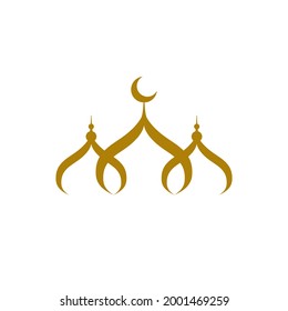 Mosque icon silhouette logo vector illustration design in gold color
