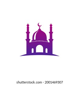 Plantilla de diseño de ilustración vectorial del logotipo de la silueta de icono de la mezquita