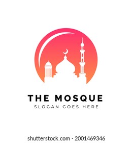 Mosque icon silhouette logo vector illustration design template