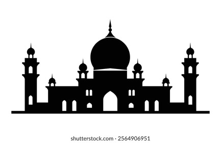 Mosque icon, silhouette, outline, vector, illustration, isolated on a white background