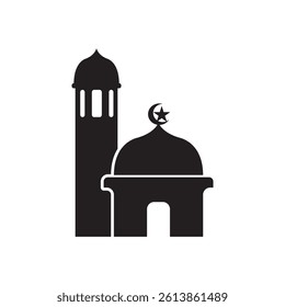 Mosque icon, silhouette, outline, vector, illustration, isolated