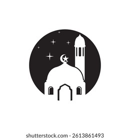 Mosque icon, silhouette, outline, vector, illustration, isolated