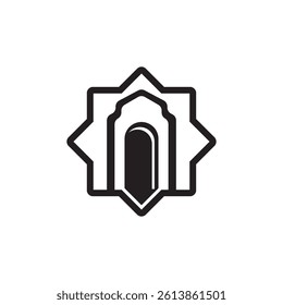 Mosque icon, silhouette, outline, vector, illustration, isolated