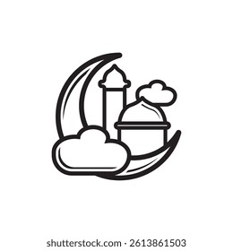 Mosque icon, silhouette, outline, vector, illustration, isolated