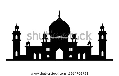 Mosque icon, silhouette, outline, vector, illustration, isolated on a white background