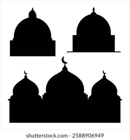 Mosque Icon Silhouette Religious Architecture Vector Illustration Islamic Design Silhouette Set for Eid Mubarak