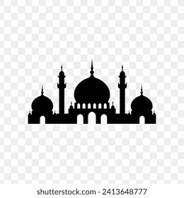 mosque icon and silhouette. transparent background