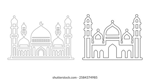 Mosque icon, Simple Black and White Mosque Outline for Design
