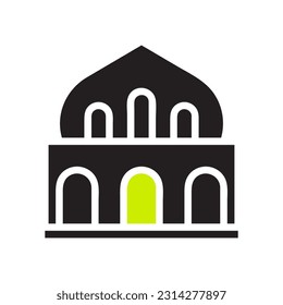 Mosque icon solid black green colour ramadan illustration vector element and symbol perfect.