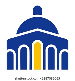 mosque icon solid blue yellow colour ramadan illustration vector element and symbol perfect. Icon sign from modern collection for web.