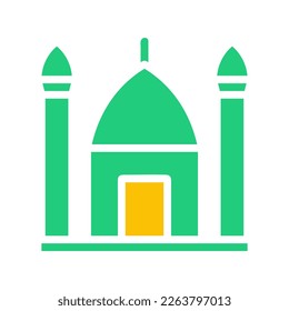 mosque icon solid green yellow style ramadan illustration vector element and symbol perfect. Icon sign from modern collection for web.