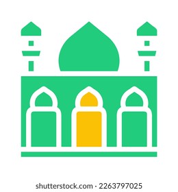 mosque icon solid green yellow style ramadan illustration vector element and symbol perfect. Icon sign from modern collection for web.