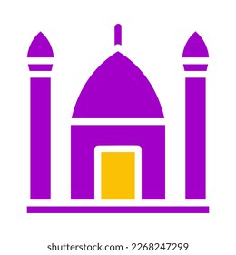 mosque icon solid purple yellow style ramadan illustration vector element and symbol perfect. Icon sign from modern collection for web.