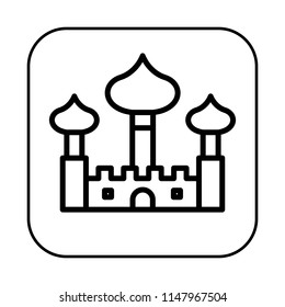 Mosque Icon. Turkish Castle. Arabic Architecture concept. Editable stroke flat icons. Simple thin line art logo. Outline web app button. Vector illustration. 