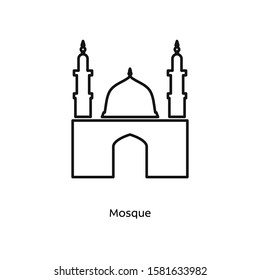 Mosque icon vector illustration black linear on white background