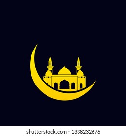 Mosque icon vector Illustration design template, Mosque building flat icon - vector minimal sign. Islamic architecture - Vector 