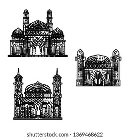 Mosque icon vector Illustration design template Set