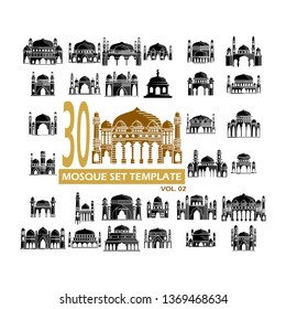 Mosque icon vector Illustration design template Set