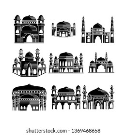 Mosque icon vector Illustration design template Set