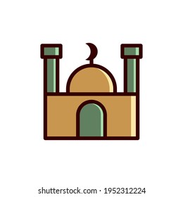 mosque icon vector illustration on white background. Mosque icon illustration
