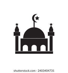 diseño del logotipo de la ilustración del vector del icono de la mezquita