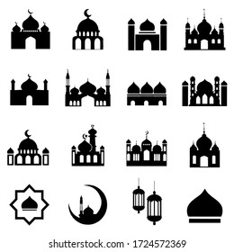 Mosque icon vector, symbol mosque vector template in white background 