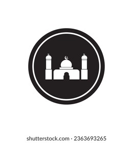 diseño del logotipo de la ilustración de la plantilla del vector de icono de mezquita