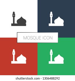 mosque icon white background. Editable filled mosque icon from architecture. Trendy mosque icon for web and mobile.
