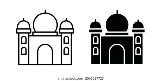 Mosque icons in black and white colors