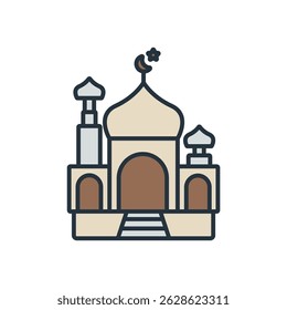 mosque icons isolated on White Background. Flat style design