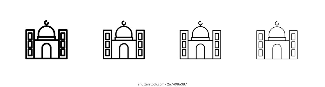 Iconos de la mezquita. trazos de línea iconos simples