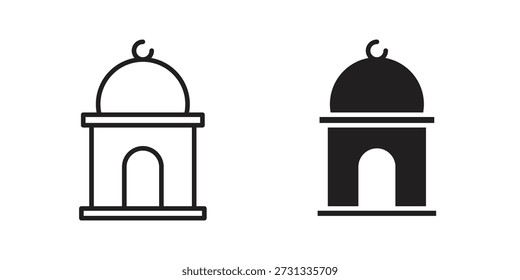 Iconos de la mezquita sobre fondo blanco. Signo de Vector de línea, símbolo para Web y móvil