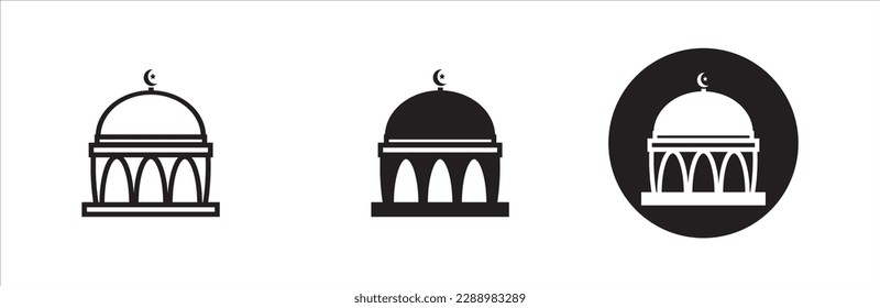 Mosque icons set. Mosque icon collection, Mosque line and outline icon set. Sign and symbol. Vector illustration.