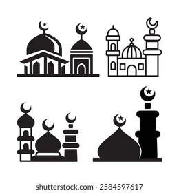 Mosque icons silhouette vector illustration