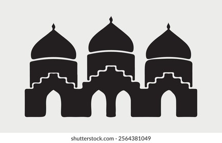 Mosque icons silhouettes vector illustration
