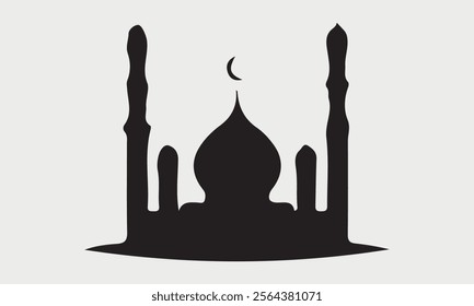 Mosque icons silhouettes vector illustration