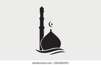 Mosque icons silhouettes vector illustration