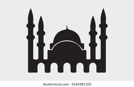 Mosque icons silhouettes vector illustration