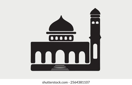 Mosque icons silhouettes vector illustration