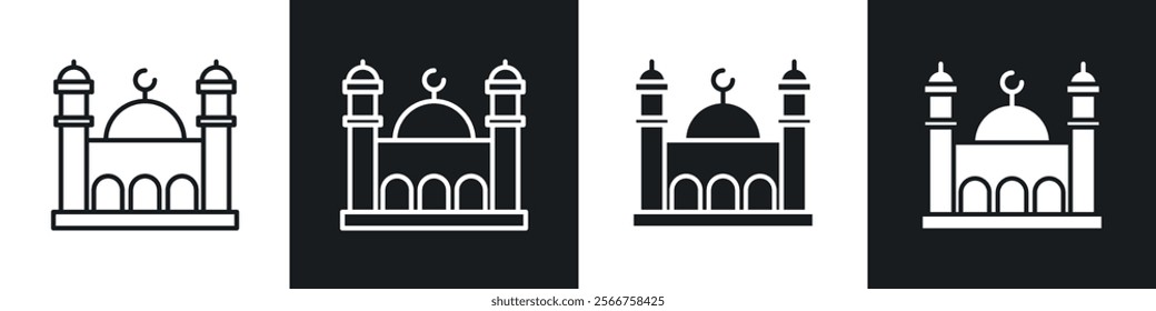 Mosque icons in Thin line black color. flat simple vector symbols illustration.